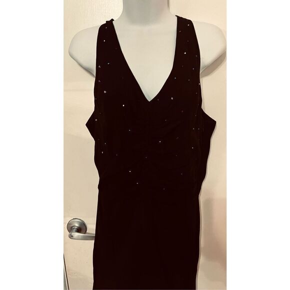 Ann Taylor Beautiful Black Silk Multicolor Rhinestone Dress Size 10 - Picture 11 of 12